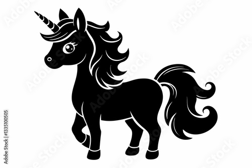 cute unicorn line art silhouette vector illustration