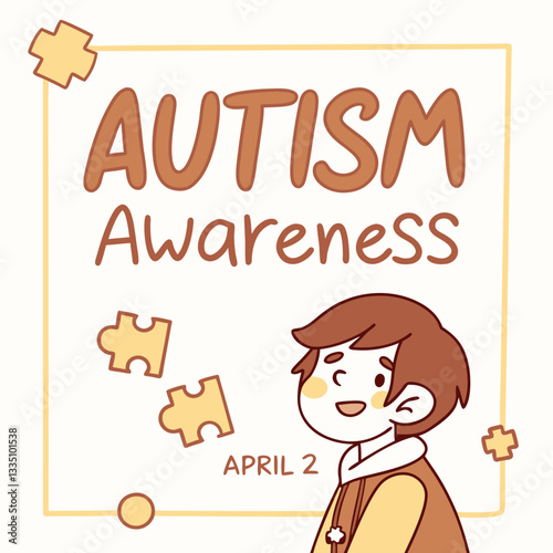 World Autism Awareness Day poster, April 2 Vector illustration