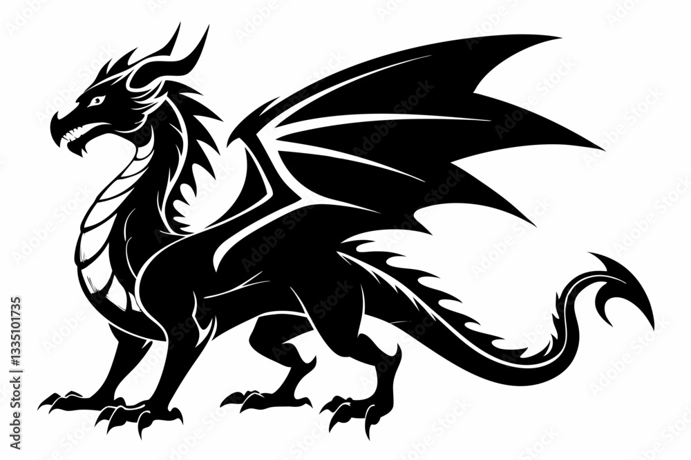 Fototapeta premium drache line art silhouette vector illustration