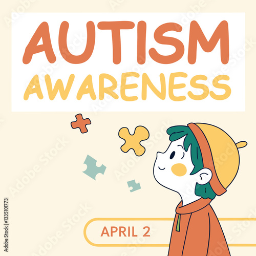 World Autism Awareness Day poster, April 2 Vector illustration