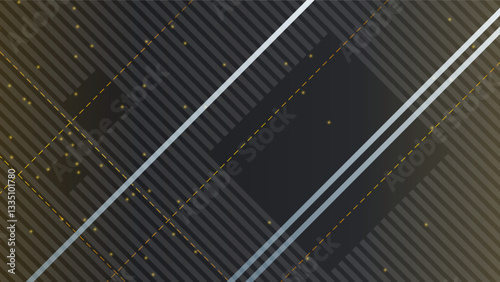 Abstract Dark Black Gold Material Modern Background With Golden Lines Stripes Shadows Backdrop Wallpaper Decoration Vector Design Style