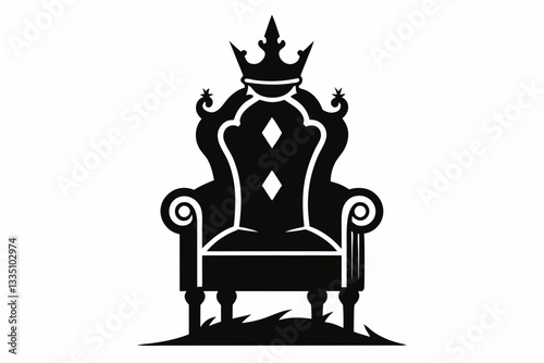  king chair line art silhouette vector illustration