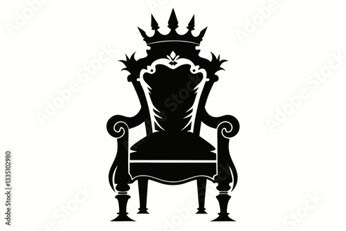  king chair line art silhouette vector illustration