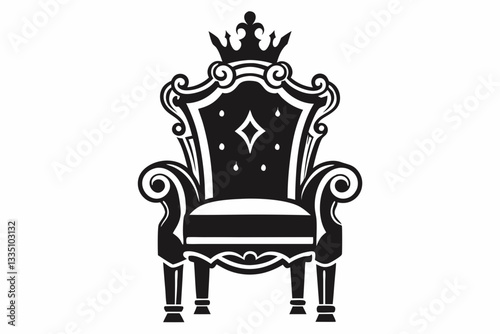 king chair line art silhouette vector illustration