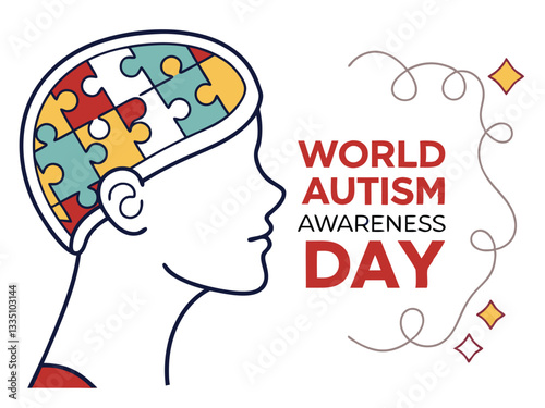 World Autism Awareness Day poster, April 2 Vector illustration