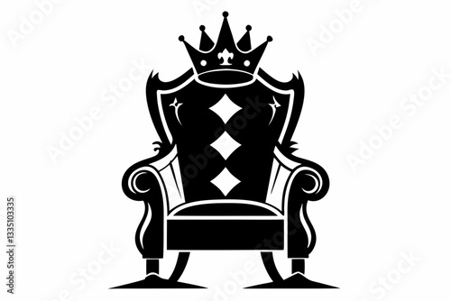  king chair line art silhouette vector illustration