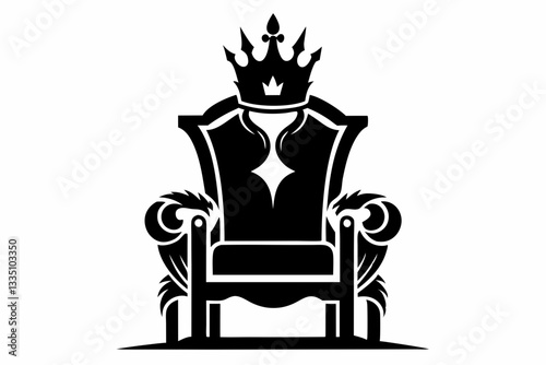  king chair line art silhouette vector illustration