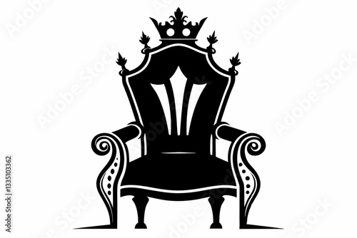  king chair line art silhouette vector illustration