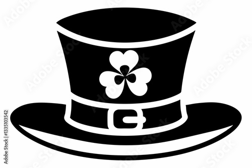 eprechaun hat line art silhouette vector illustration