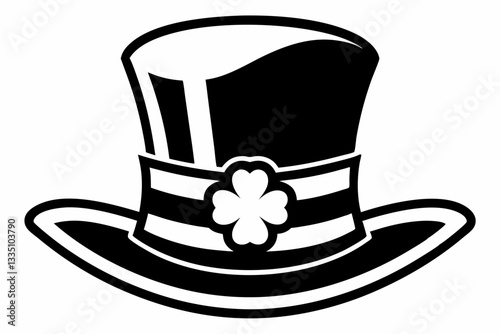 eprechaun hat line art silhouette vector illustration