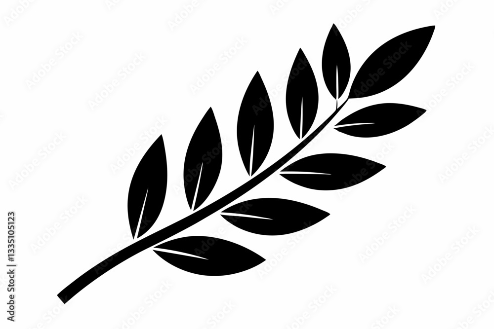 Obraz premium olive leaf line art silhouette vector illustration