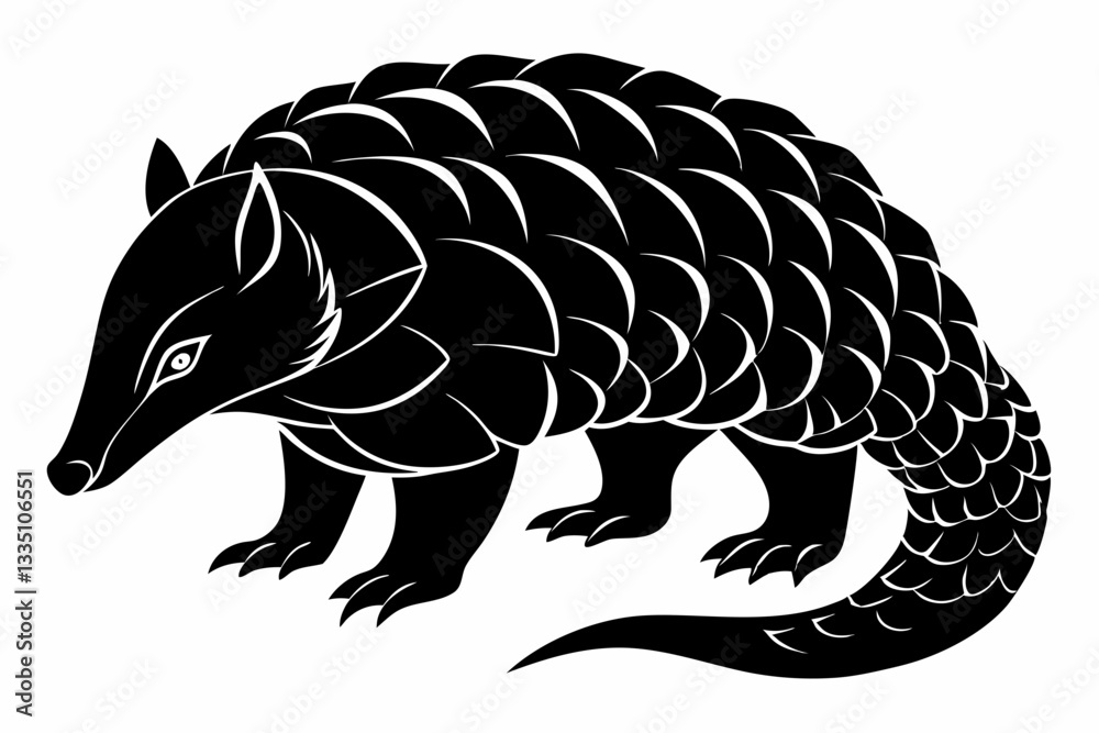 pangolin line art silhouette vector illustration pangolin line art silhouette vector illustration