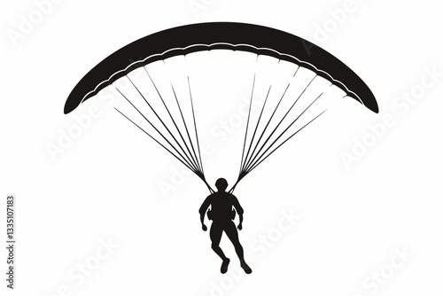 paraglider line art silhouette vector illustration