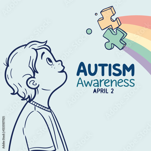 World Autism Awareness Day poster, April 2 Vector illustration
