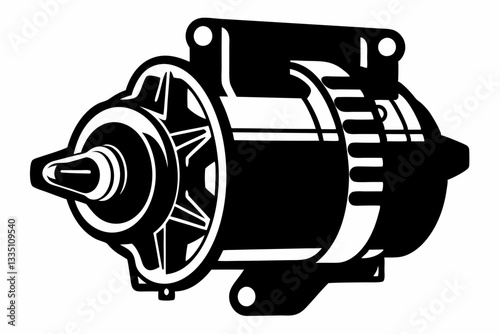starter motor line art silhouette vector illustration