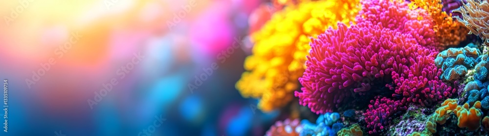 Amid a vibrant coral reef, a lively clownfish swims with elegance, demonstrating the charm of marine life Amid a vibrant coral reef, a lively clownfish swims with elegance, demonstrating the charm of marine life