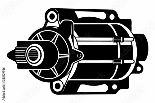 starter motor line art silhouette vector illustration