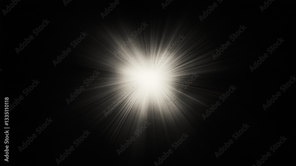Obraz premium Bright white light burst on black background.