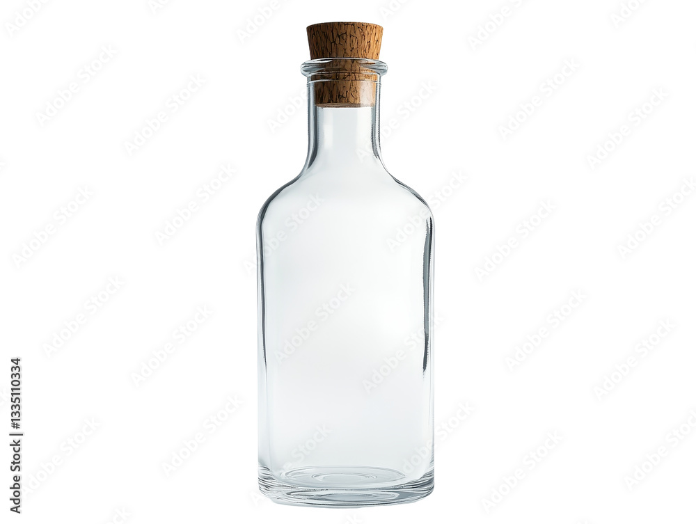 Isolated Empty Glass Bottle with Cork Isolated Empty Glass Bottle with Cork