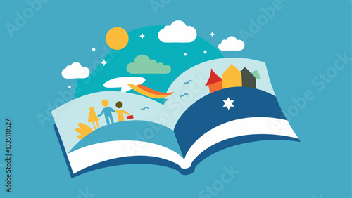 Open Book with Dreams An open book with pages turning filled with images of dreams and goals symbolizing the exploration of purpose in life and the satisfaction that comes with