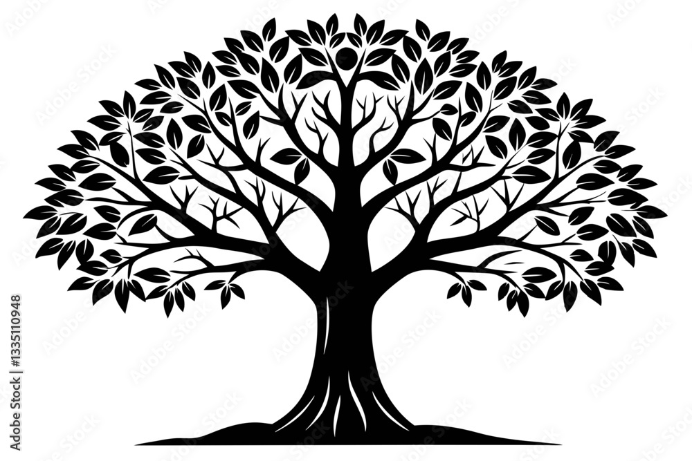 Obraz premium tree line art silhouette vector illustration