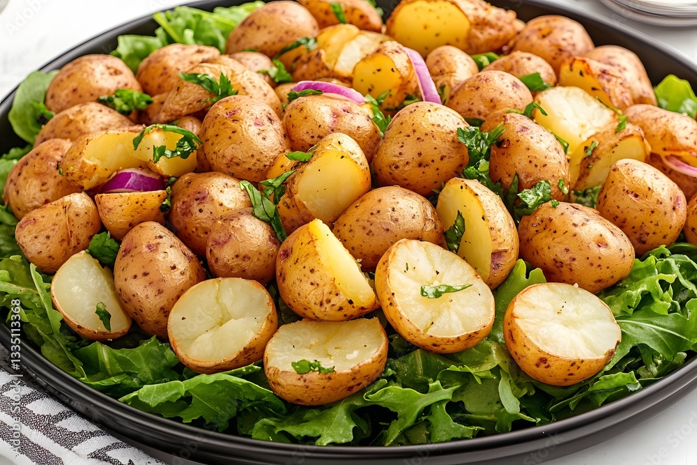 Delicious Roasted Baby Potato Salad with Fresh Herbs and Red Onion Delicious Roasted Baby Potato Salad with Fresh Herbs and Red Onion