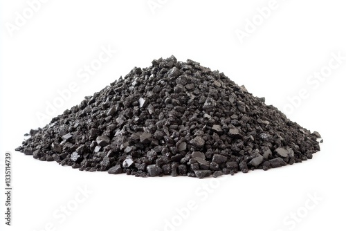Coal mound on a white backdrop