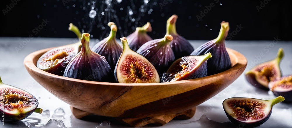 wooden bowl filled with figs