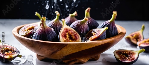 Obraz na płótnie wooden bowl filled with figs w salonie