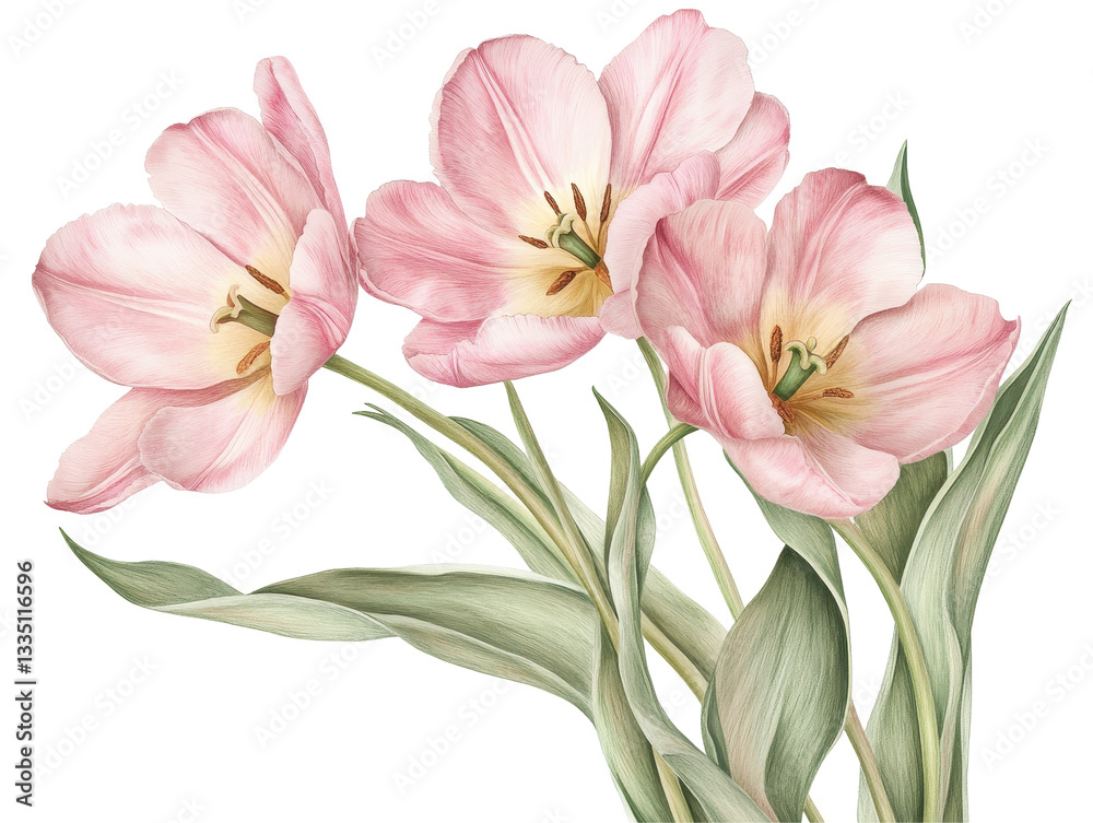 Isolated Three Tulips Illustration Isolated Three Tulips Illustration