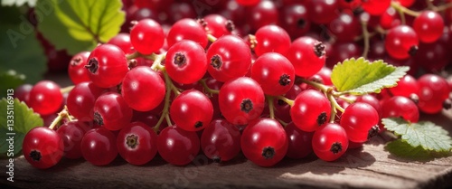 Obraz na płótnie Red currant in garden. Nature, organic food and gardening w salonie