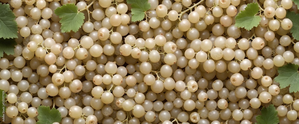 Fresh white currant on wooden table background. Top view