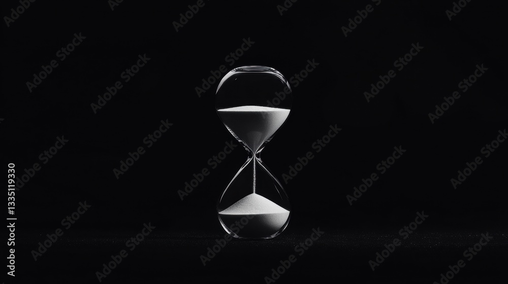 custom made wallpaper toronto digitalA black and white image of an hourglass with sand inside.