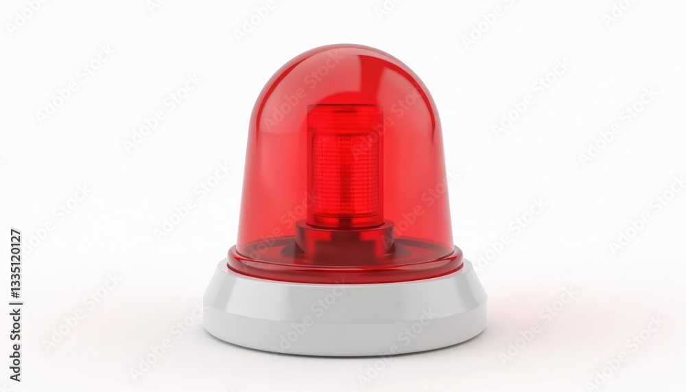 3D icon of red flashing siren on white background emergency response, alertness. Vibrant design captures attention, signals notification, warning. Modern tech communication design for safety 3D icon of red flashing siren on white background emergency response, alertness. Vibrant design captures attention, signals notification, warning. Modern tech communication design for safety