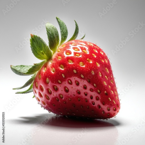 Obraz na płótnie Single fresh strawberry fruits on grey background. w salonie