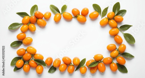 Obraz na płótnie Kumquat fruit on white. Top view, copy space w salonie