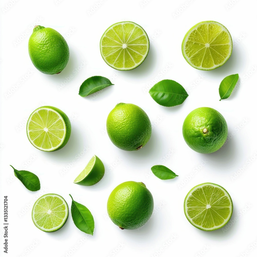 Fresh Limes and Leaves Fresh Limes and Leaves