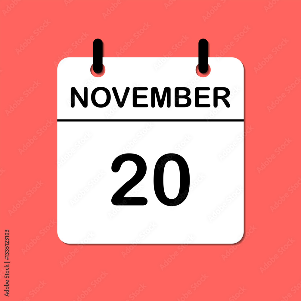 November 20. Daily Calendar icon for design. Simple design for business brochure, flyer, print media, advertisement. Easily editable. November 20. Daily Calendar icon for design. Simple design for business brochure, flyer, print media, advertisement. Easily editable.