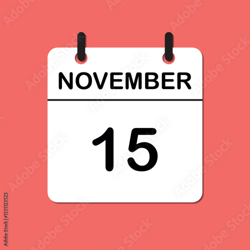 November 15. Daily Calendar icon for design. Simple design for business brochure, flyer, print media, advertisement. Easily editable.