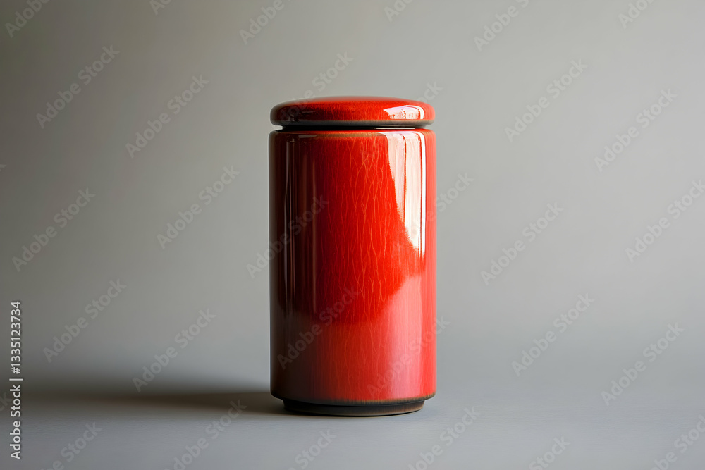 Lacquered beverage container on neutral backdrop Lacquered beverage container on neutral backdrop