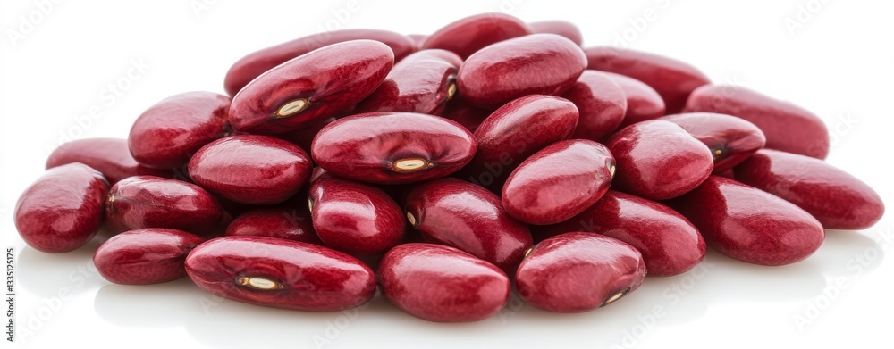 A bowl with a rough texture, filled with red kidney beans, creates a simple but appealing arrangement on a pristine background