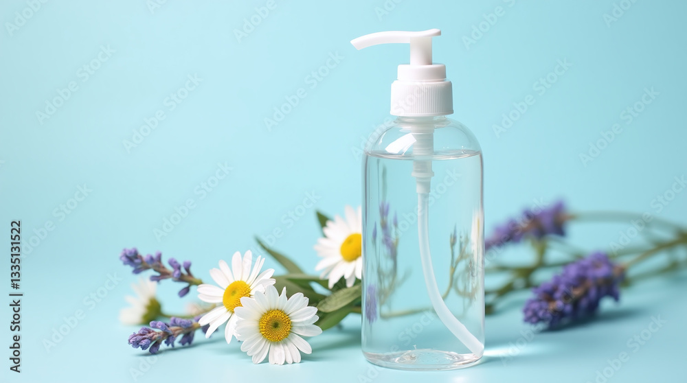 Natural Hand Sanitizer or Liquid Soap for Hand Hygiene and Germs Sanitation on Clean Background with Copy Space Natural Hand Sanitizer or Liquid Soap for Hand Hygiene and Germs Sanitation on Clean Background with Copy Space
