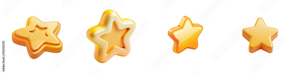 Golden star shapes, various sizes isolated on white or transparent png Golden star shapes, various sizes isolated on white or transparent png