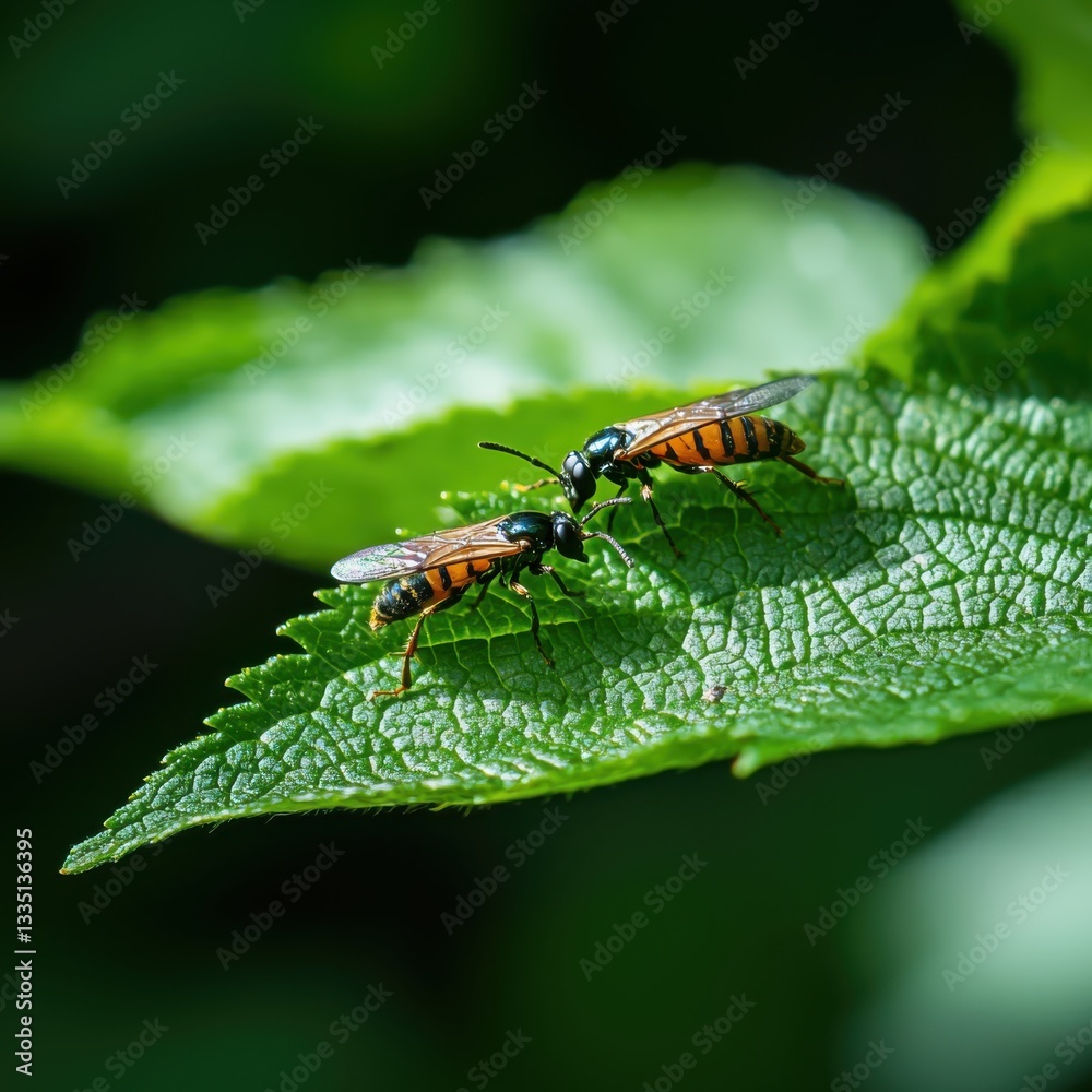 Tiny insects on leaf nature macro photography bright daylight low angle realistic detail Tiny insects on leaf nature macro photography bright daylight low angle realistic detail