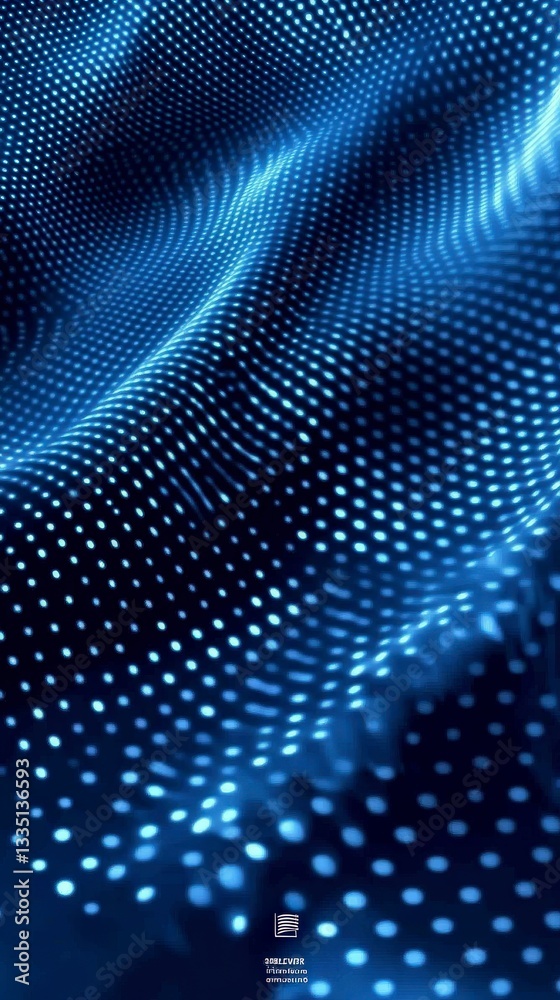 Obraz premium Abstract Blue Dot Wave Design - Stunning Digital Art