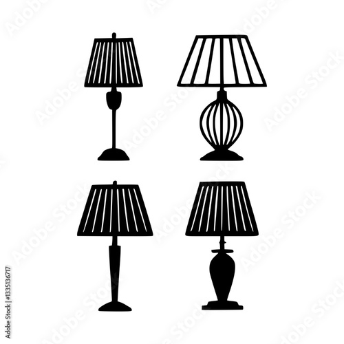  table lamps set,silhouette vector illustration