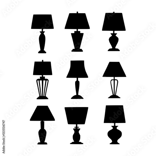  table lamps set,silhouette vector illustration