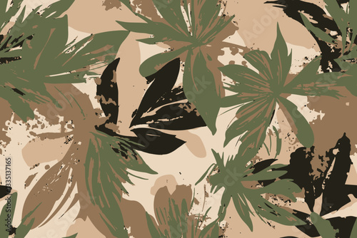 Woodland hunting camouflage seamless pattern with tree bark. Camouflage pattern background for hunting and military purposes. Abstract grunge camouflage pattern
