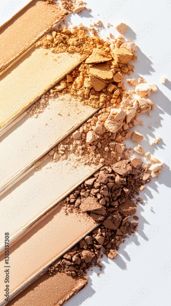 Neutral light foundation palette showcase topdown view natural light makeup photography textures and shades Neutral light foundation palette showcase topdown view natural light makeup photography textures and shades