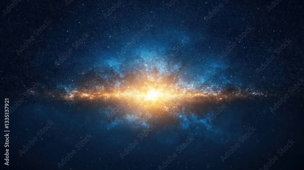 Fototapeta premium A starry night sky with a bright, glowing galaxy in the center.